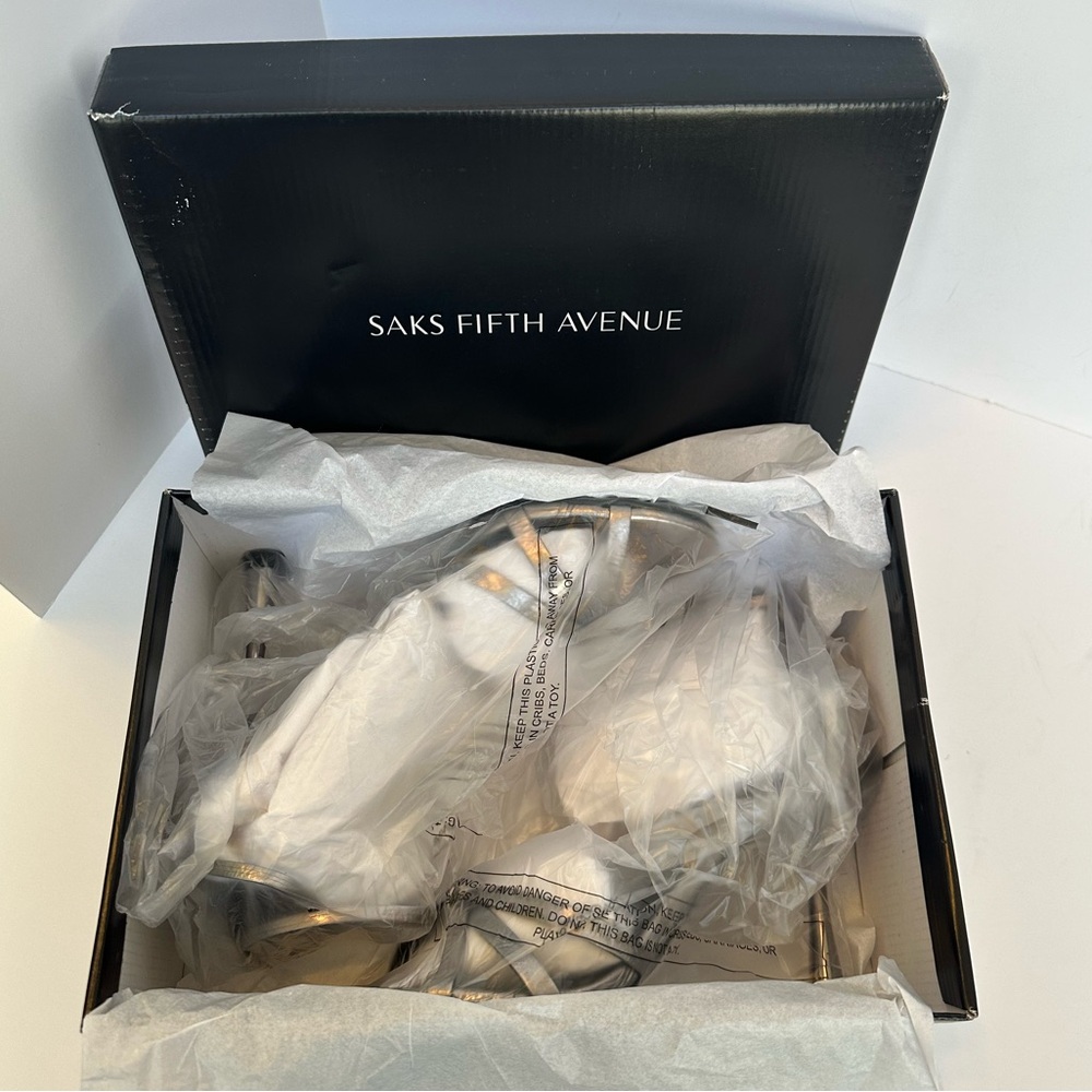 Saks Fifth Avenue Silver Strappy Heels - See Video! - Picture 3 of 9